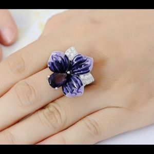 Purple Butterfly Flower Ring - sz 5